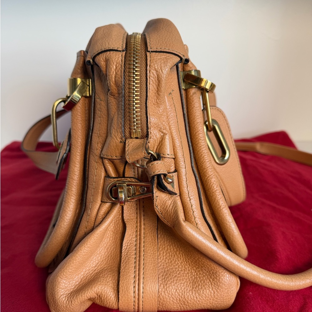 Chloé Medium Paraty Tan Leather Satchel Crossbody Bag Made in Italy - Picture 3 of 7